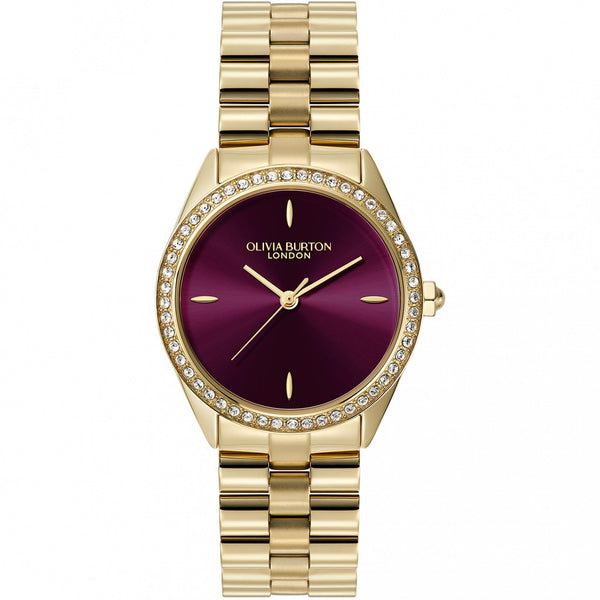 Olivia Burton Ladies Sports Luxe Cherry Dial Gold Plated Watch