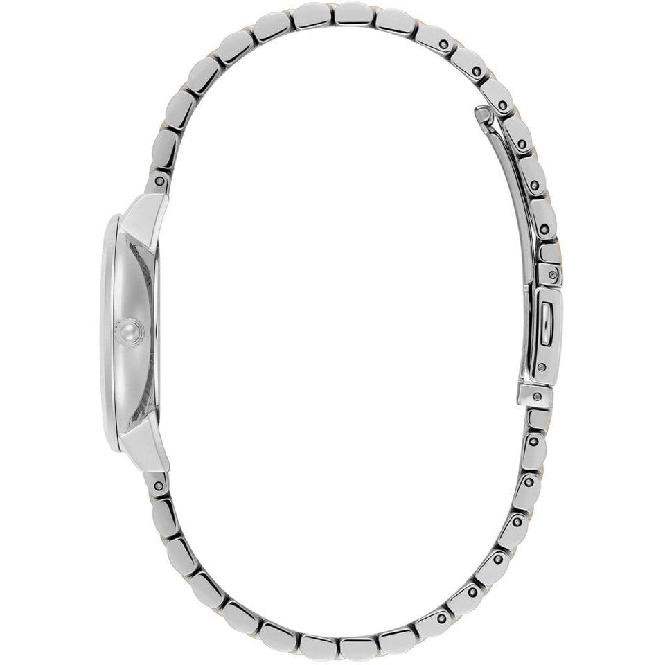 Olivia Burton Ladies Ultra Slim Honeycomb Dove Grey Dial Two Tone Watch