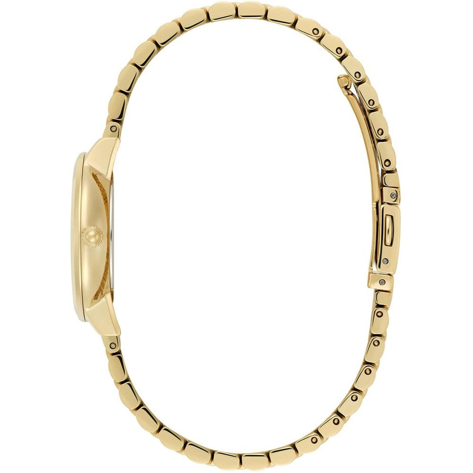 Olivia Burton Ladies Ultra Slim Honeycomb Forest Green Dial Gold Plated Watch