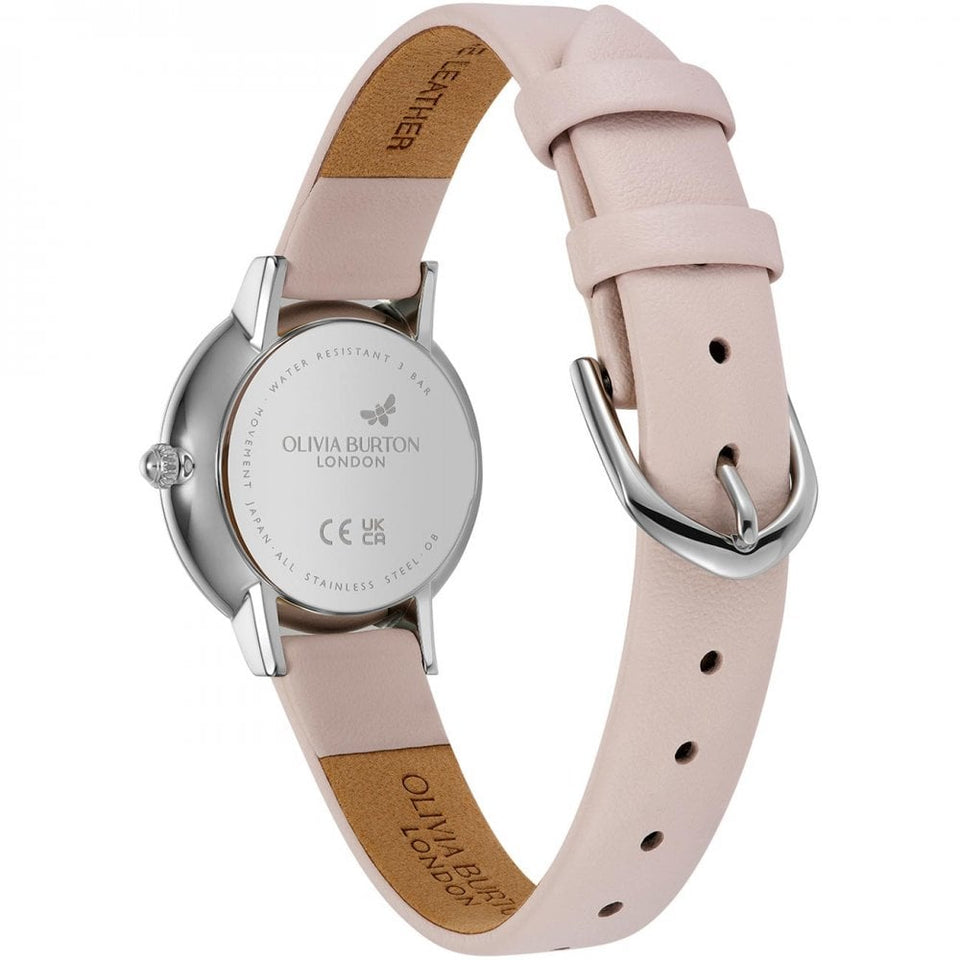 Olivia Burton Ladies Ultra Slim Honeycomb Primrose Dial Leather Strap Watch