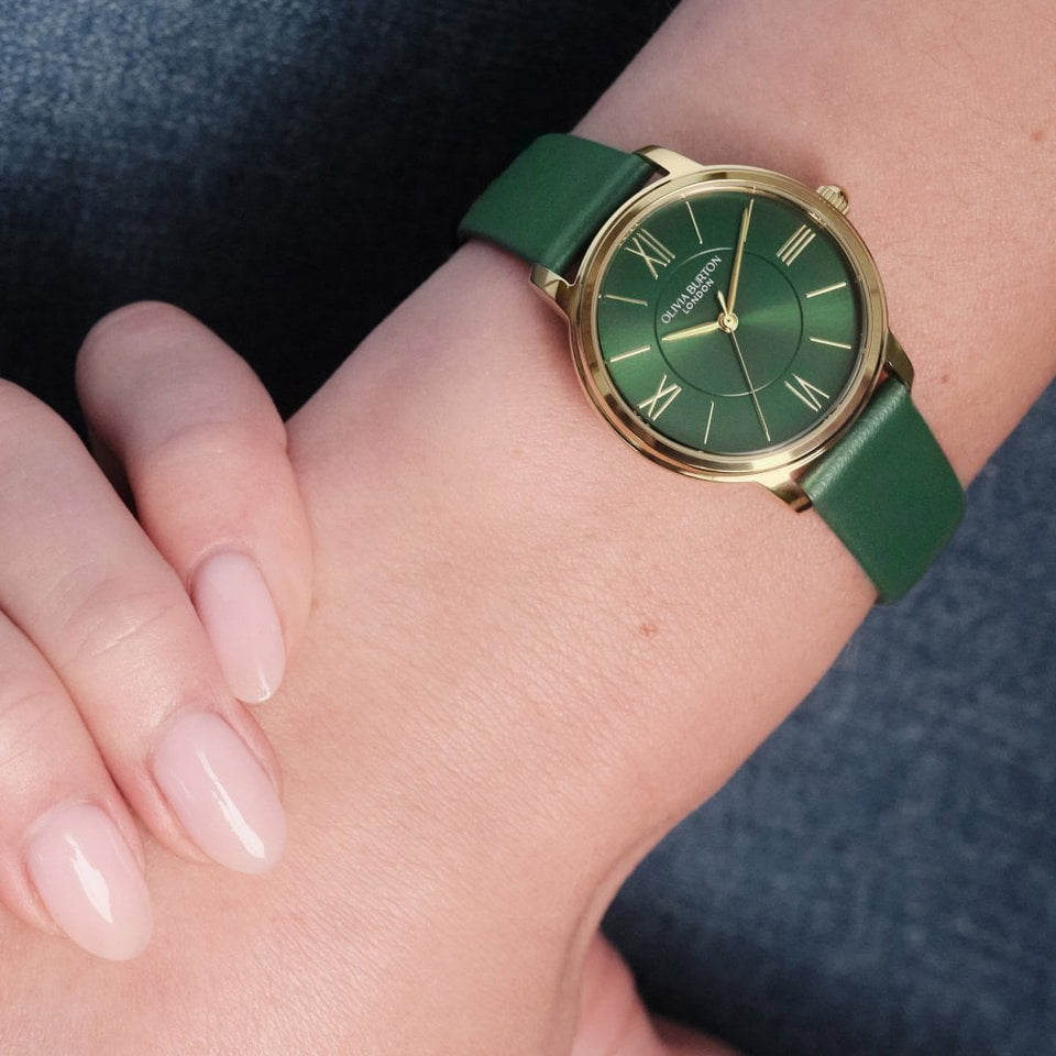 Olivia Burton Ladies Westbourne Green Dial Leather Strap Watch
