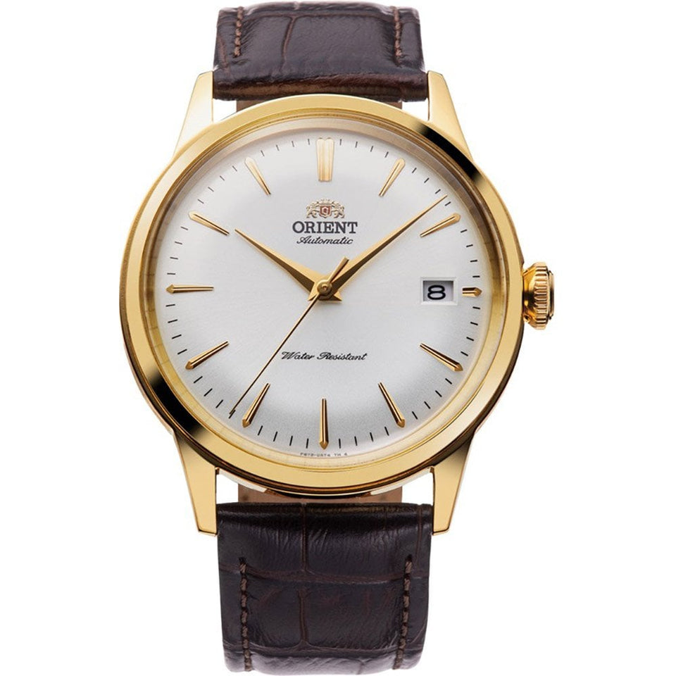 Orient Bambino 38mm White Dial Brown Leather Strap Watch