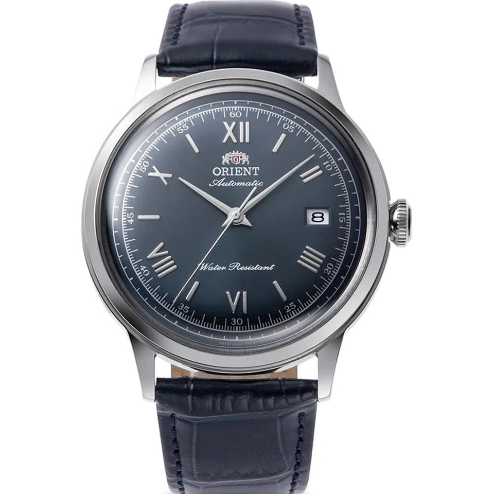 Orient Bambino 40.5mm Blue Dial Steel Blue Leather Strap Watch