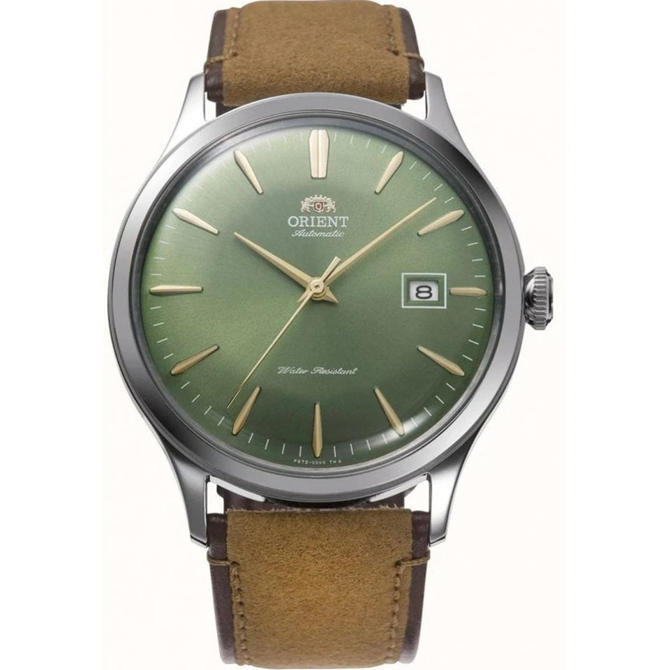 Orient Bambino Green Dial Automatic Leather Strap Watch