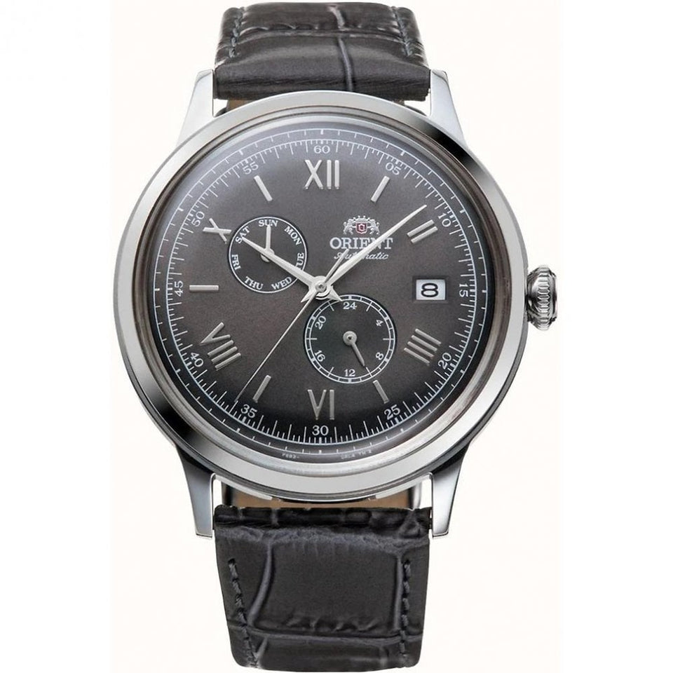 Orient Bambino Multi Grey Dial Automatic Leather Strap Watch