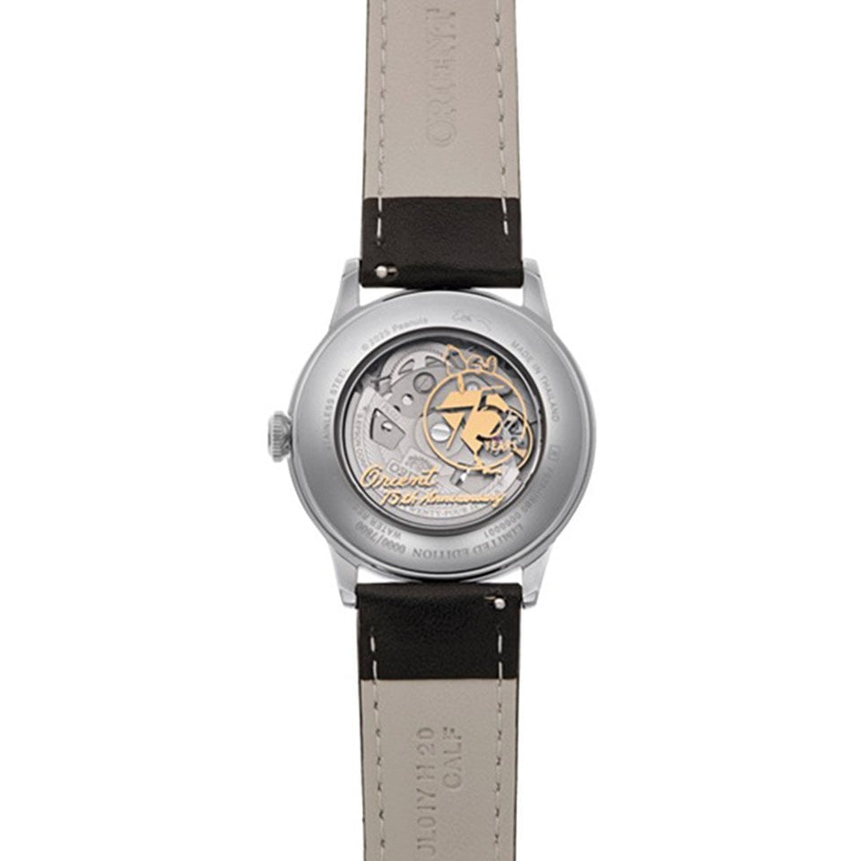 Orient Bambino Peanuts Edition 38mm Black Leather Strap Watch