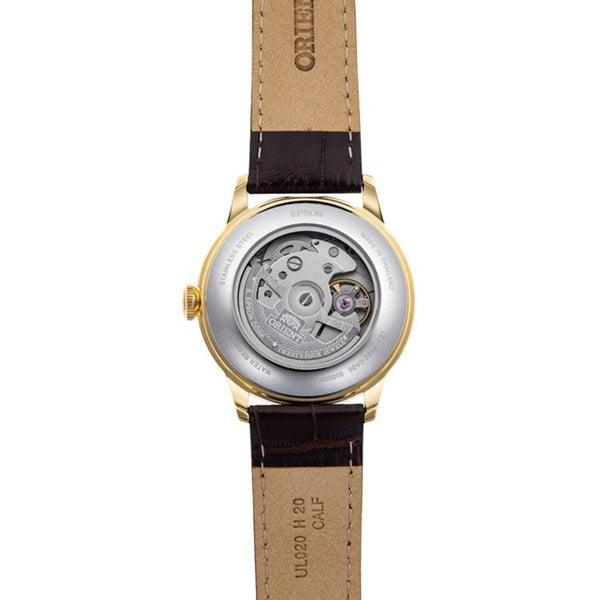 Orient Bambino Silver Dial 38.4mm Brown Leather Strap Watch