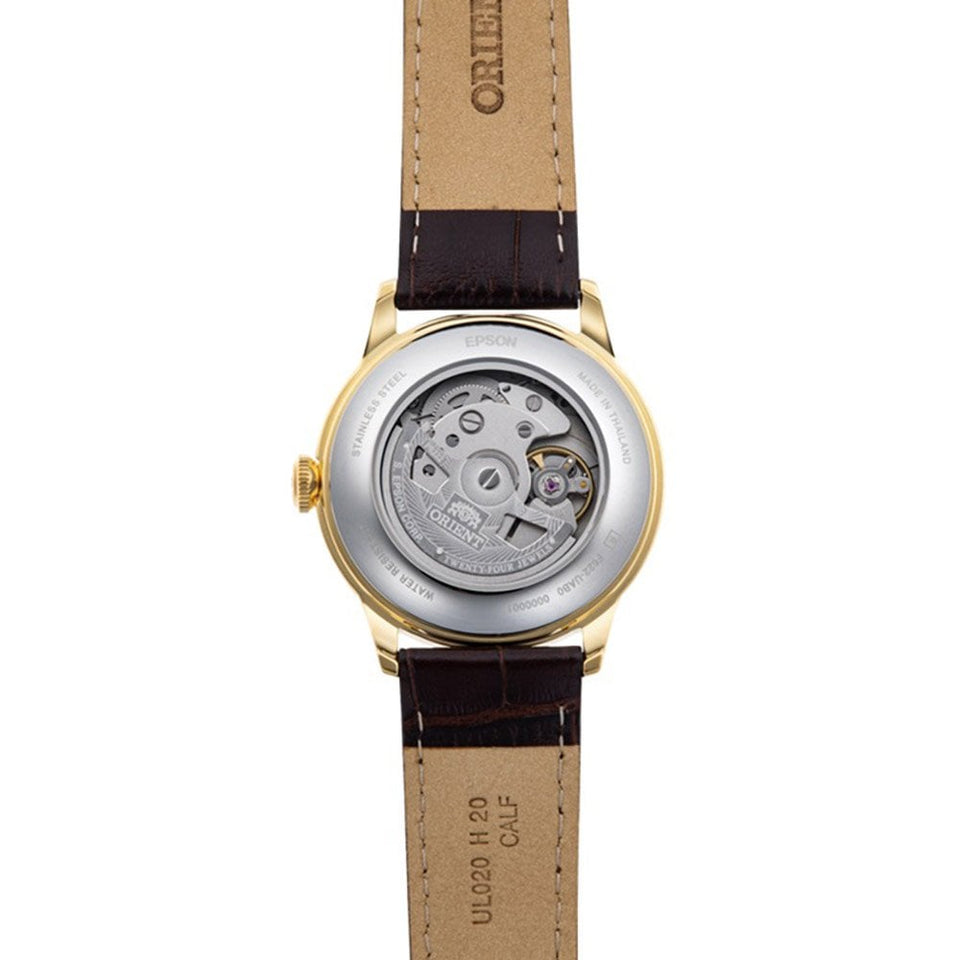 Orient Bambino Silver Dial 38.4mm Brown Leather Strap Watch