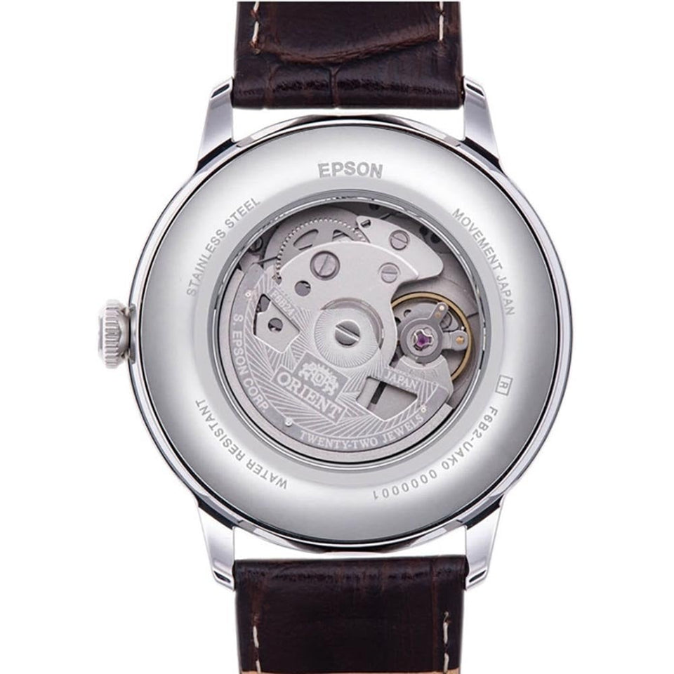 Orient Bambino Sun & Moon Brown Leather Strap Watch