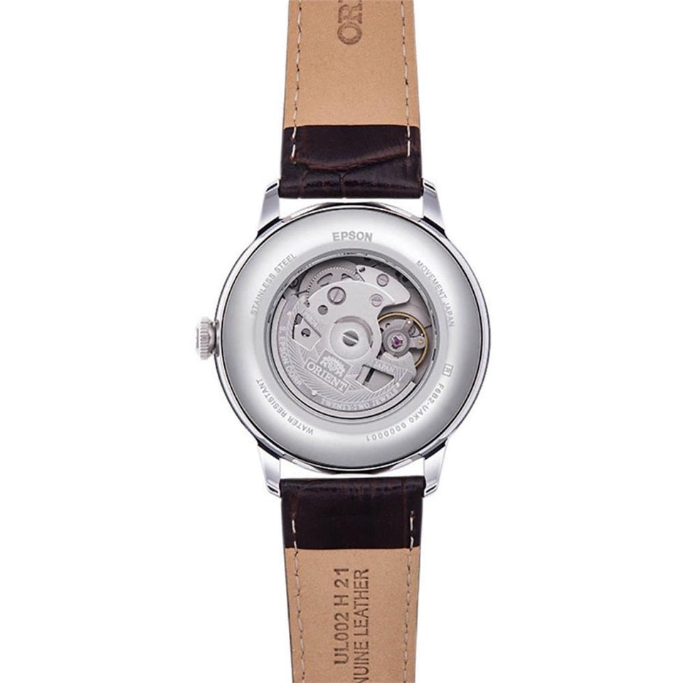Orient Bambino Sun & Moon Brown Leather Strap Watch
