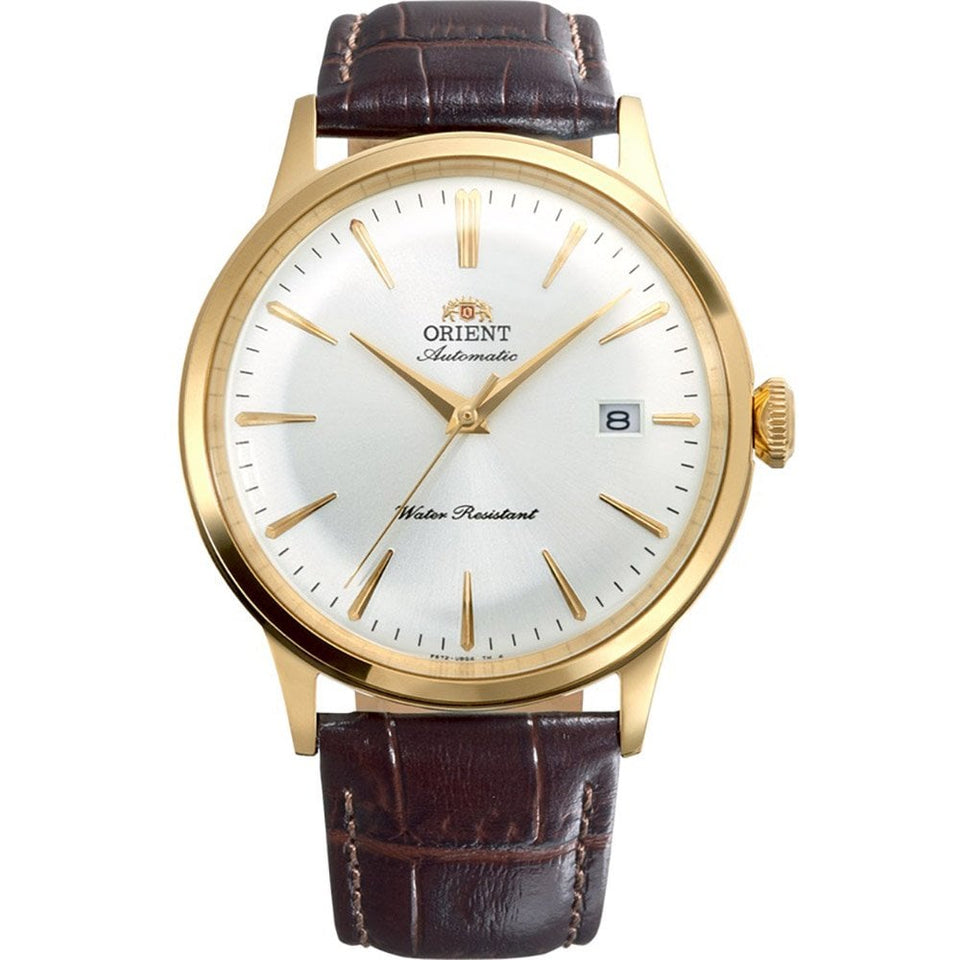 Orient Bambino White Dial 40.5mm Brown Leather Strap Watch