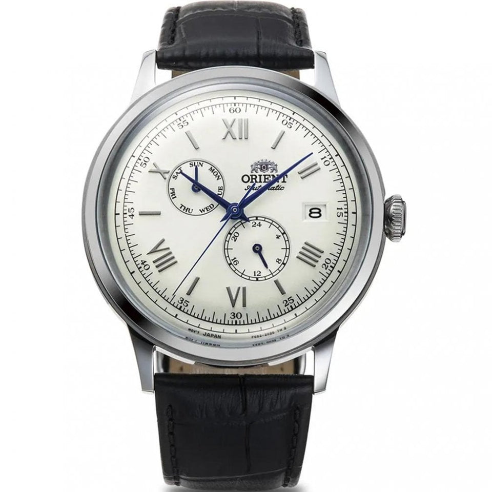 Orient Bambino White Dial Black Leather Strap Watch
