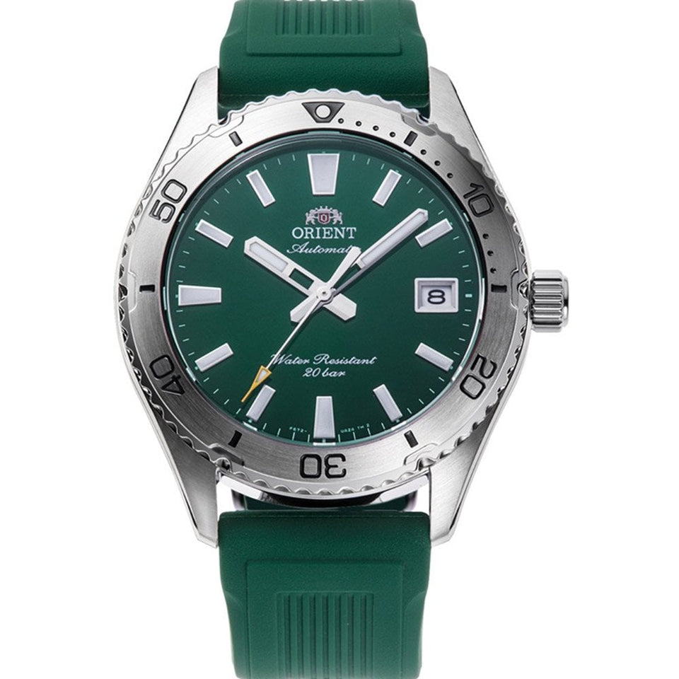 Orient Mako 39.9mm Green Dial Rubber Strap Watch