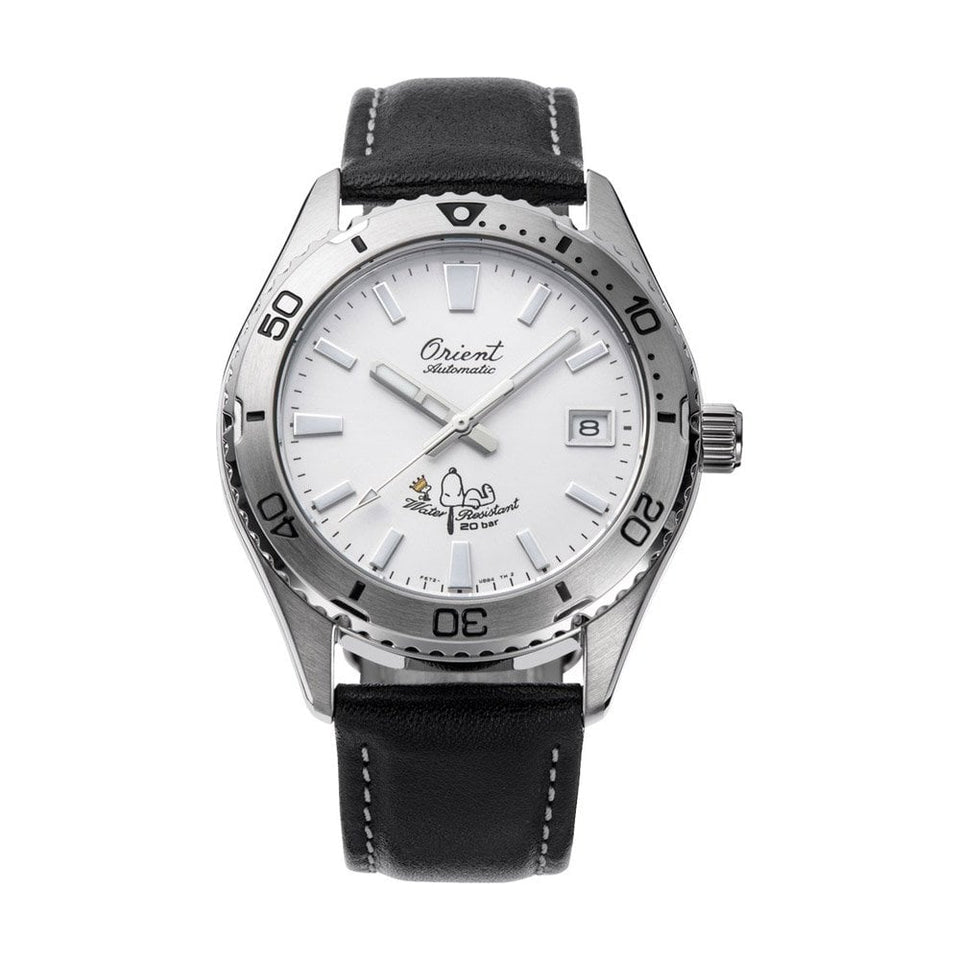 Orient Mako Peanuts Edition 39.9mm Black Leather Strap Watch