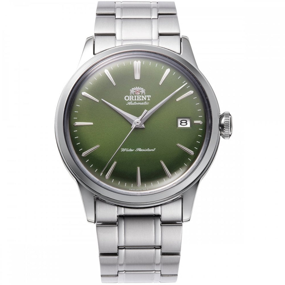Orient Men’s Bambino 38mm Green Dial Steel Bracelet Watch