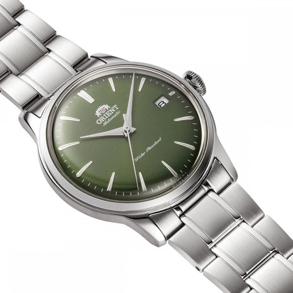 Orient Men’s Bambino 38mm Green Dial Steel Bracelet Watch