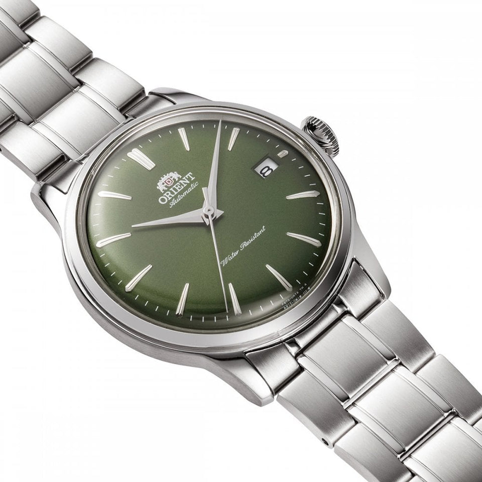 Orient Men’s Bambino 38mm Green Dial Steel Bracelet Watch