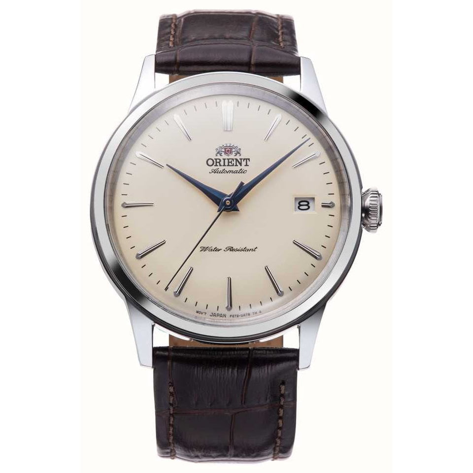Orient Men's Bambino Mechanical 38mm Cream Dial Brown Leather