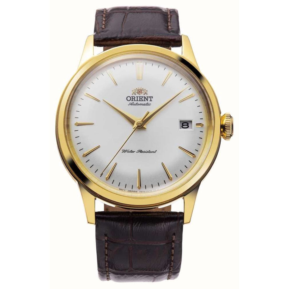 Orient Men's Bambino Mechanical 38mm White Dial Brown Leather