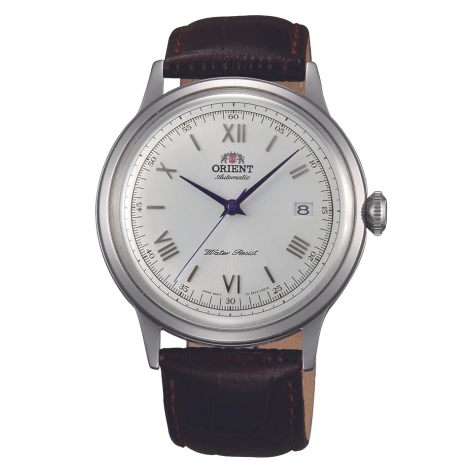 Orient Men's Mechanical Bambino 40.5mm White Dial Brown Leather Watch