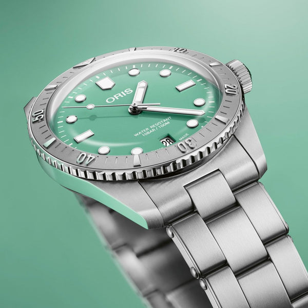ORIS Cotton Candy' Diver's Sixty-Five Stainless Steel Watch, Green