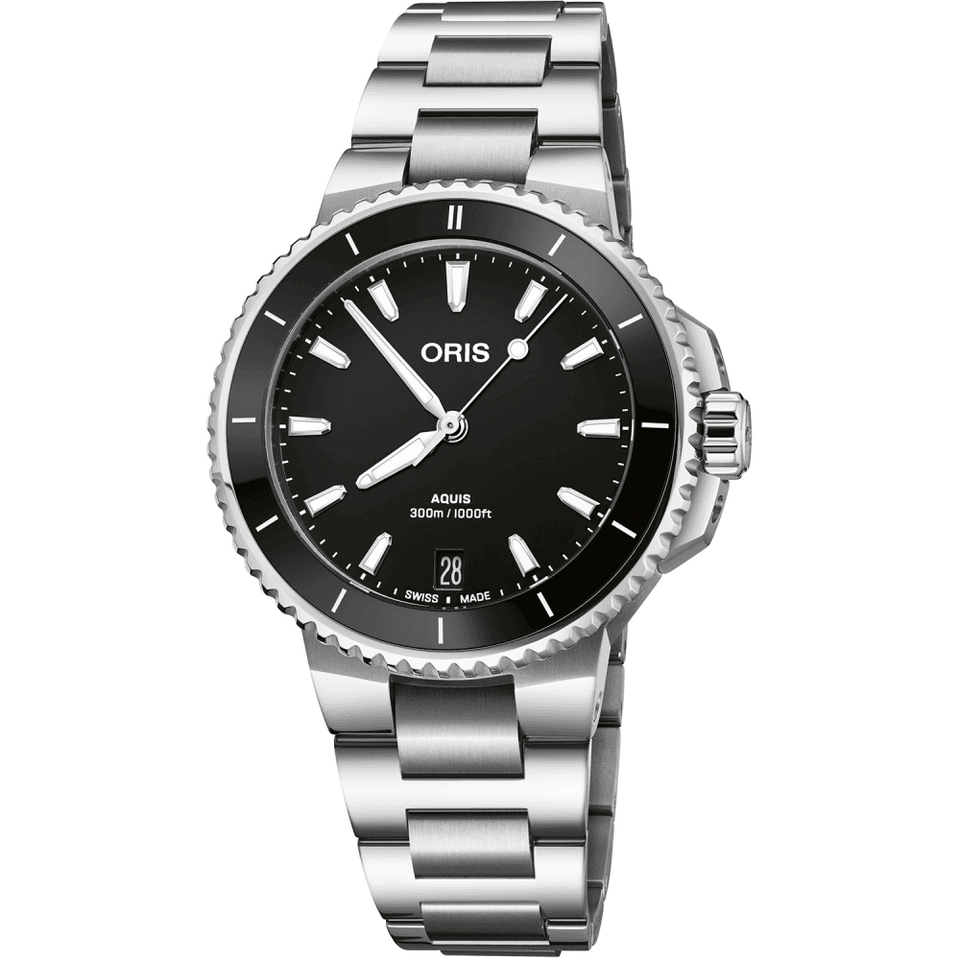 ORIS Ladies Aquis 36.5mm Black Dial Automatic Watch