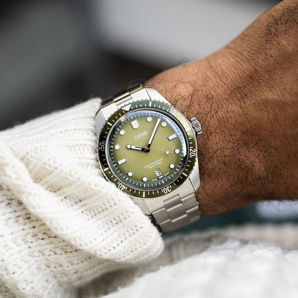 ORIS Men's 40mm Green Dial Divers Sixty-Five Watch