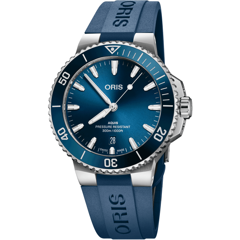 ORIS Men's Aquis 41.5mm Blue Rubber Automatic Watch