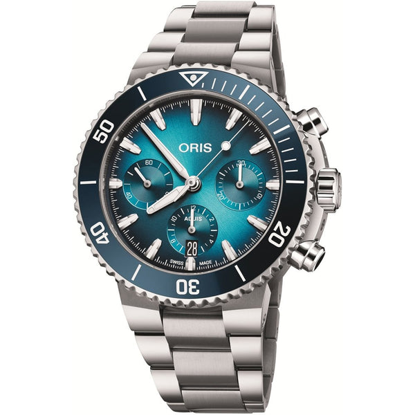 ORIS Men's Aquis Chronograph 43.5mm Blue Dial Watch
