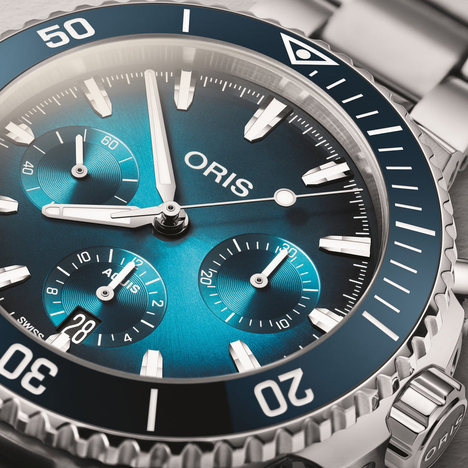 ORIS Men's Aquis Chronograph 43.5mm Blue Dial Watch