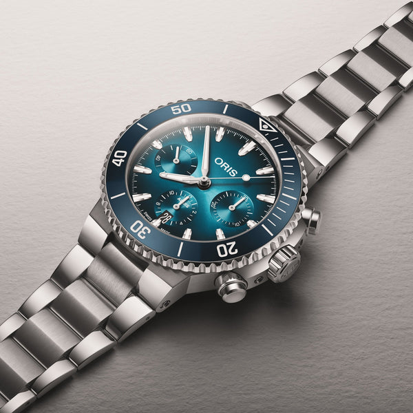 ORIS Men's Aquis Chronograph 43.5mm Blue Dial Watch