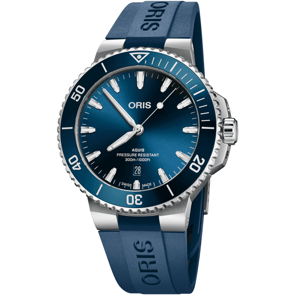 ORIS Men's Aquis Date 43.5mm Blue Rubber Automatic Watch