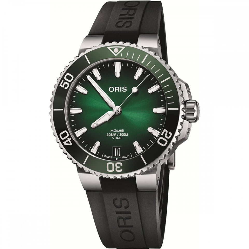 ORIS Men's Aquis Date Caliber 400 5 Day Automatic Green Dial Watch