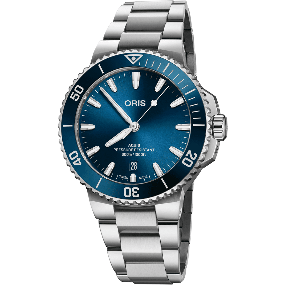 ORIS Men's Blue Dial Aquis Date Automatic 41.5mm Bracelet Watch