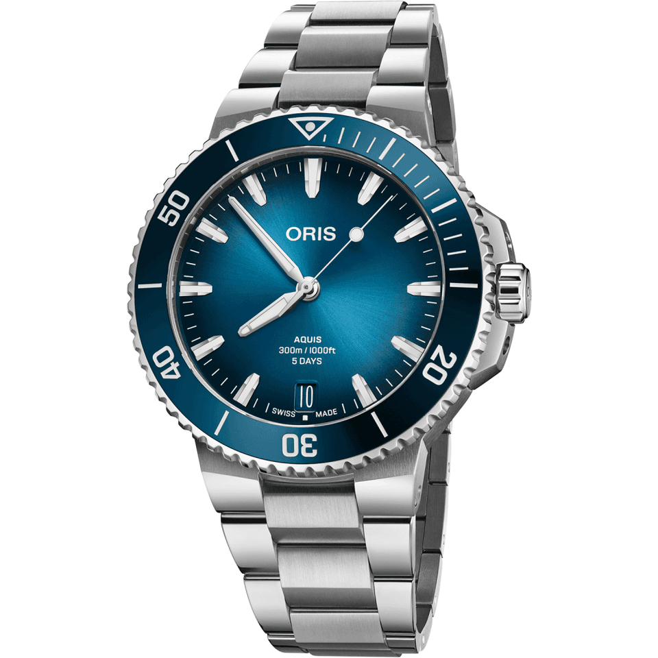 ORIS Men's Blue Dial Aquis Date Calibre 400 43.5mm Bracelet Watch