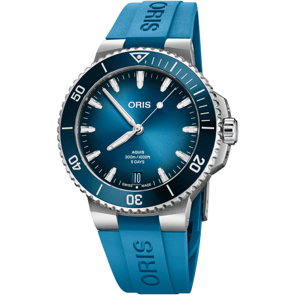 ORIS Men's Blue Dial Aquis Date Calibre 400 43.5mm Rubber Strapped Watch