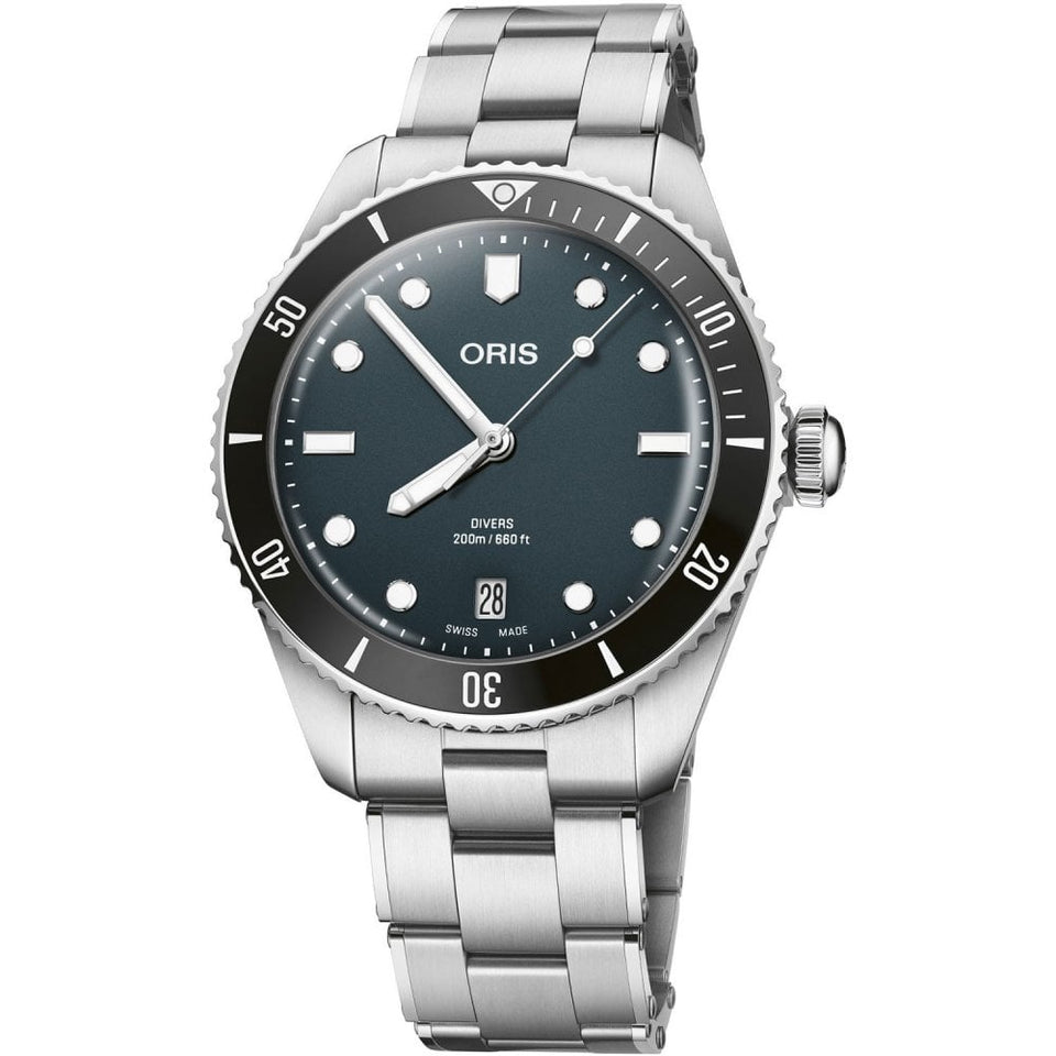 ORIS Men's Divers Date Dark Blue 39mm Automatic Watch + Strap Set