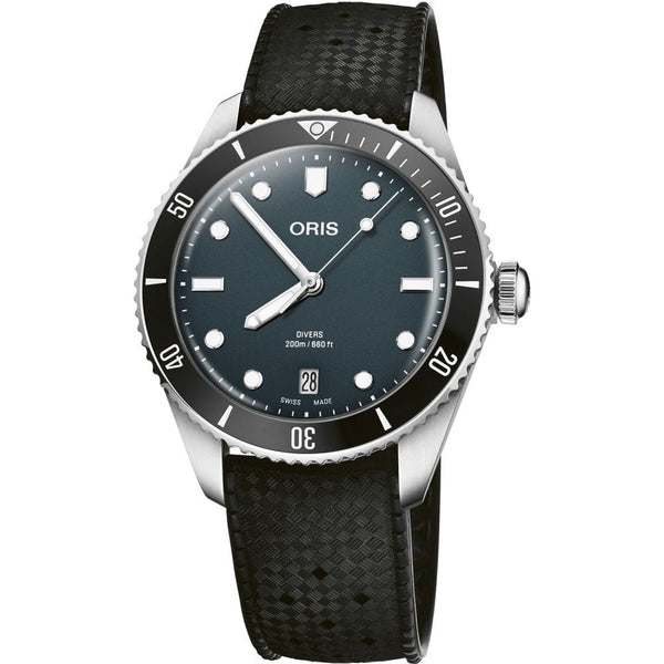 ORIS Men's Divers Date Dark Blue 39mm Automatic Watch + Strap Set