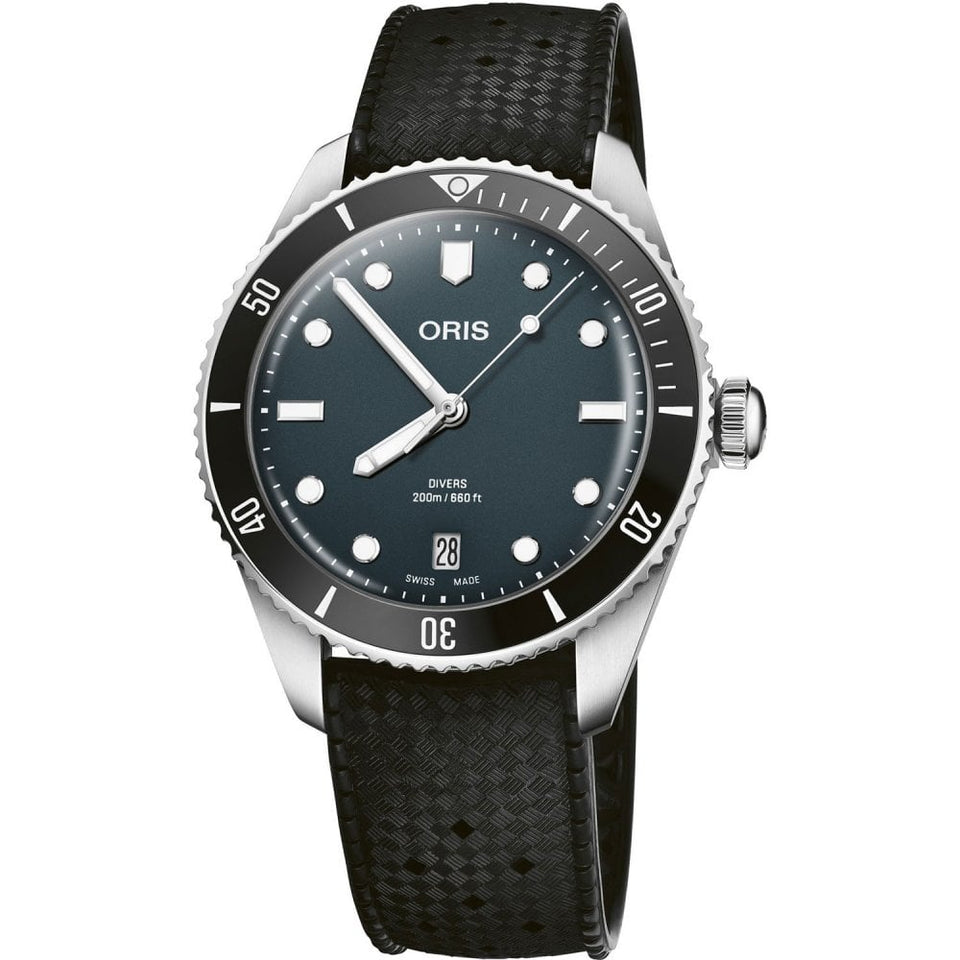 ORIS Men's Divers Date Dark Blue 39mm Automatic Watch + Strap Set
