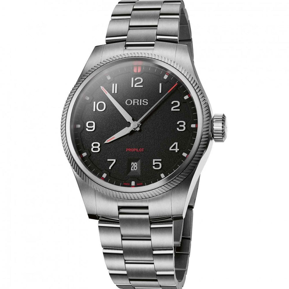 ORIS Men's ProPilot Date Automatic Black Dial Bracelet Watch