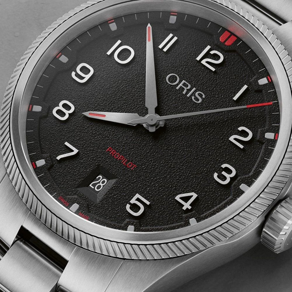 ORIS Men's ProPilot Date Automatic Black Dial Bracelet Watch