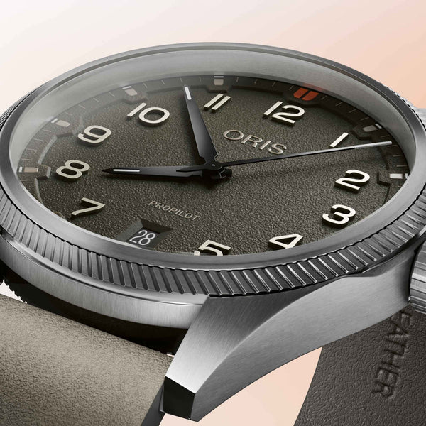 ORIS Men's ProPilot Date Automatic Green Dial Leather Strap Watch