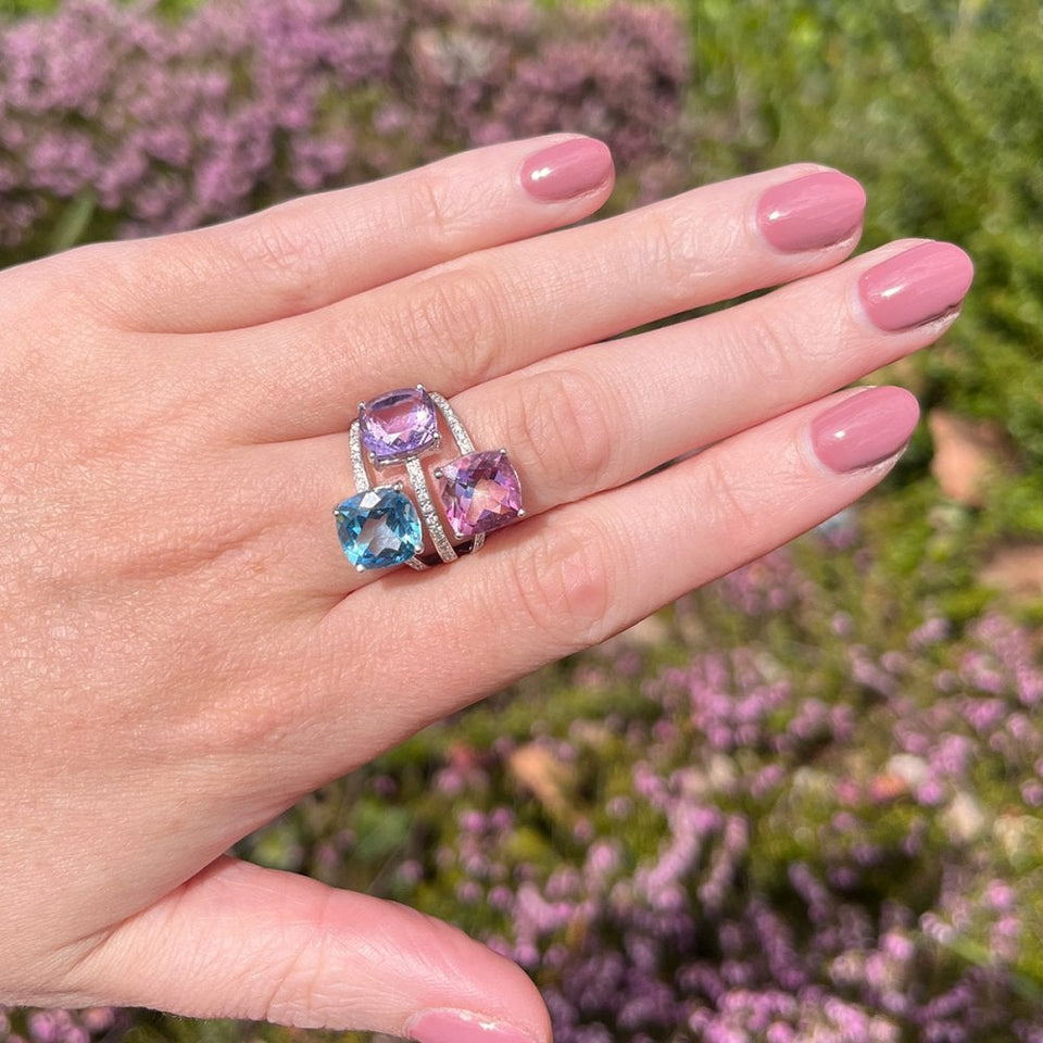 Francis & Gaye PRE-LOVED 18ct Gold Diamond and Coloured Stone Ring