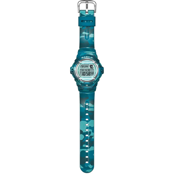 Casio G-Shock Ladies Baby-G Blue-Green Camouflage Digital Watch