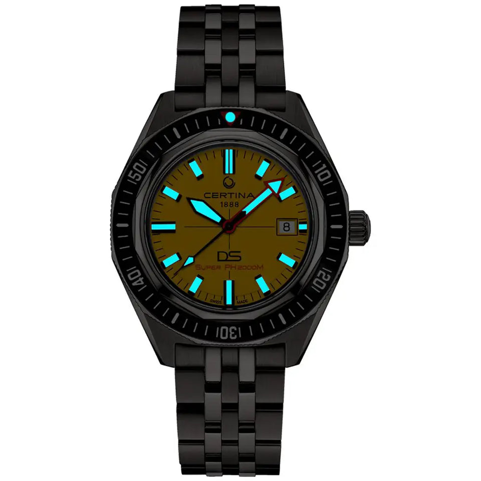 Certina Men's DS Super PH2000m Titanium Yellow Dial Watch