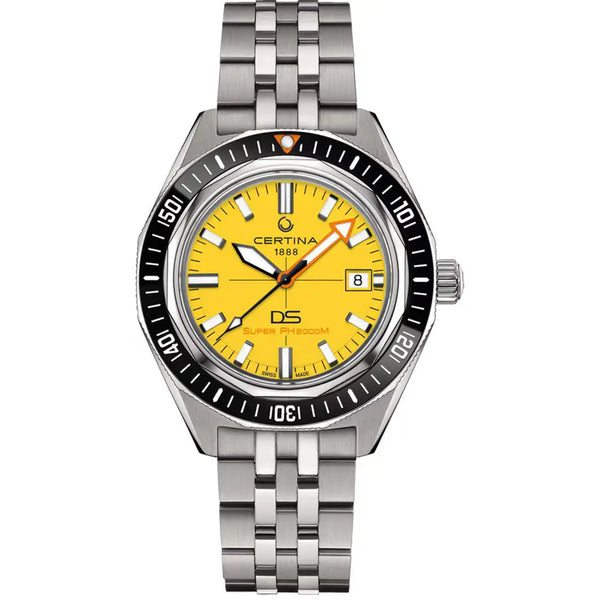 Certina Men's DS Super PH2000m Titanium Yellow Dial Watch