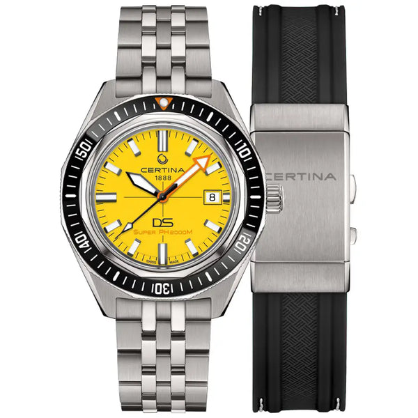 Certina Men's DS Super PH2000m Titanium Yellow Dial Watch