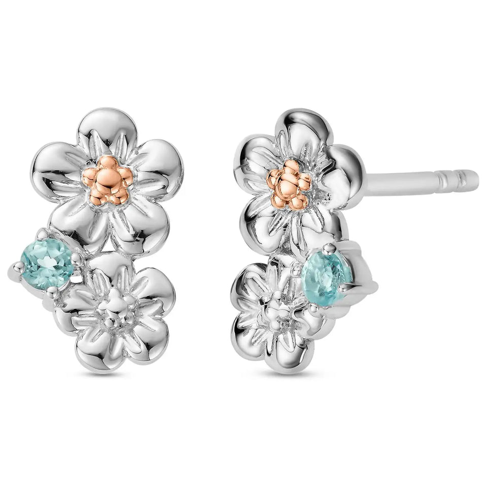 Clogau Ladies Nature's Wonder Sterling Silver Forget-Me-Not Cluster Stud Earrings
