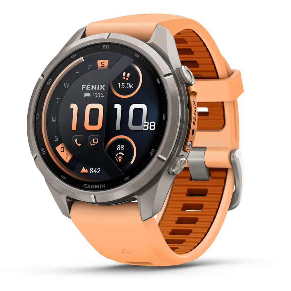 Garmin Fenix® 9 Pro inReach® 43mm Titanium & Autumn Orange Silicone Band Watch