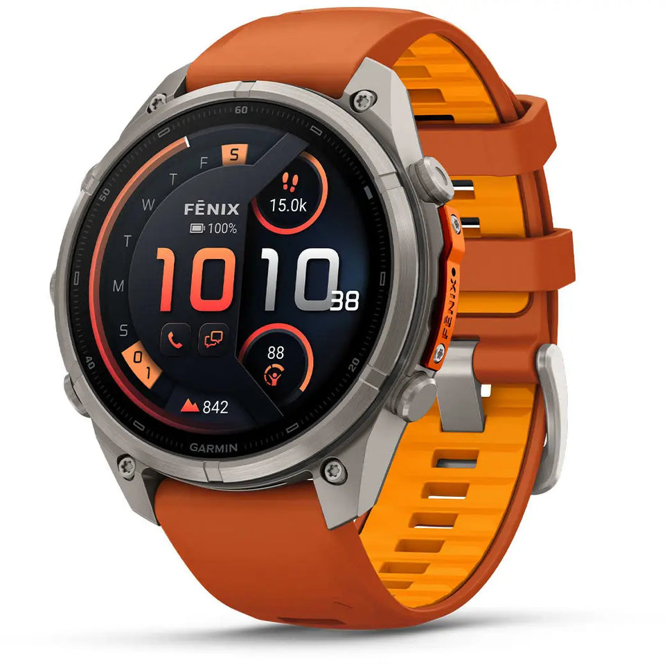 Garmin Fenix® 9 Pro inReach 47mm Titanium & Autumn Orange/Spark Orange Silicone Band Watch
